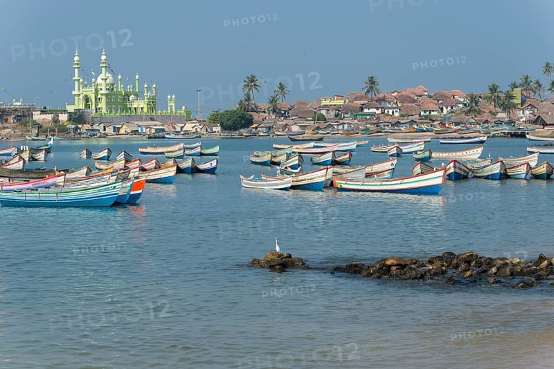 Colorful fishing boats in the harbour