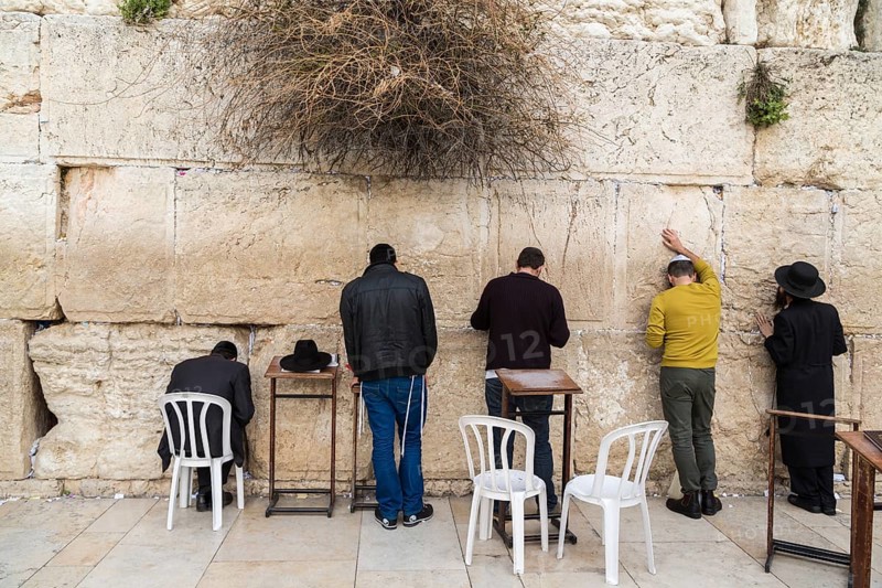 Orthodox Jews praying at the Western Wall