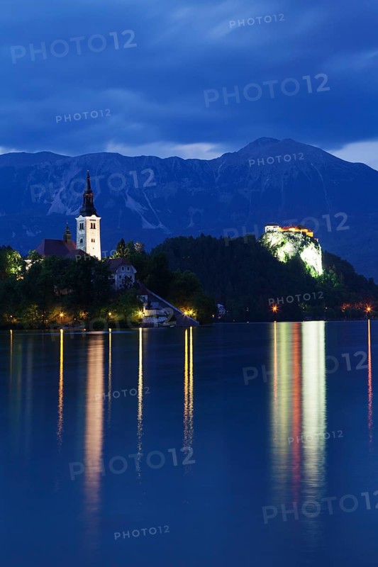 Castle and Bled island with St. Mary's Church