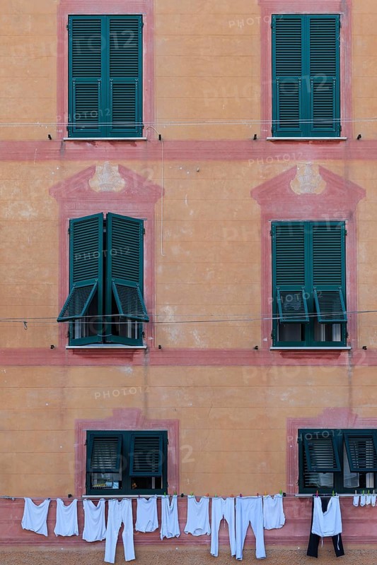 Laundry drying on an old house in Santa Margherita Ligure