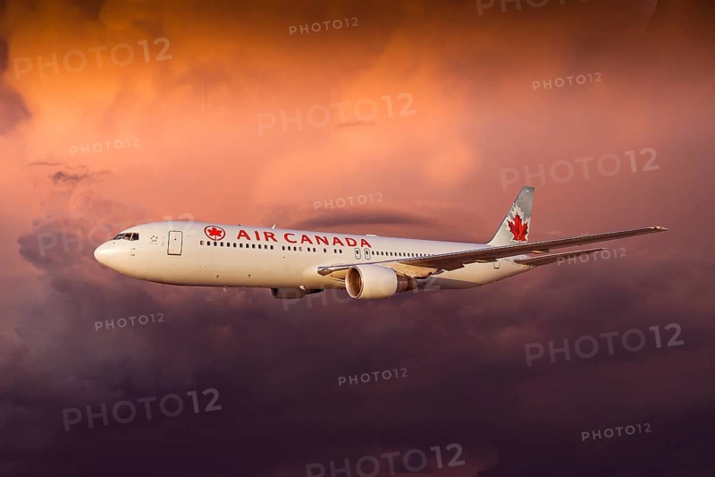 Air Canada Boeing 767-333 ER in flight in a storm