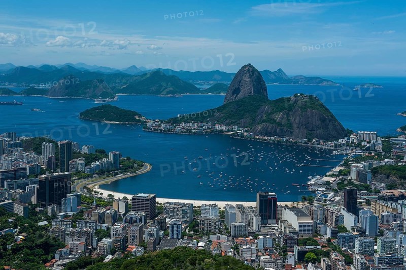 Outlook from the Christ the Redeemer statue over Rio de Janeiro and the Sugar Loaf