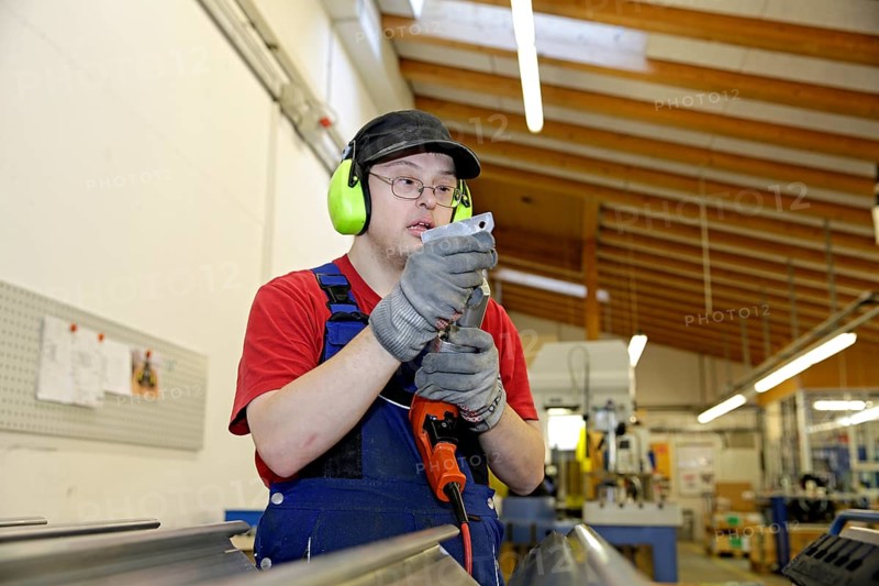 Man with Down syndrome at work
