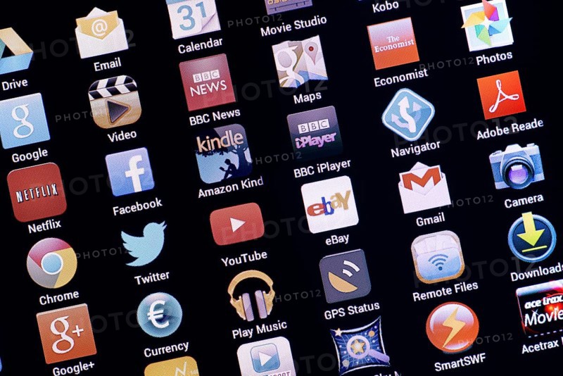Apps on a tablet computer