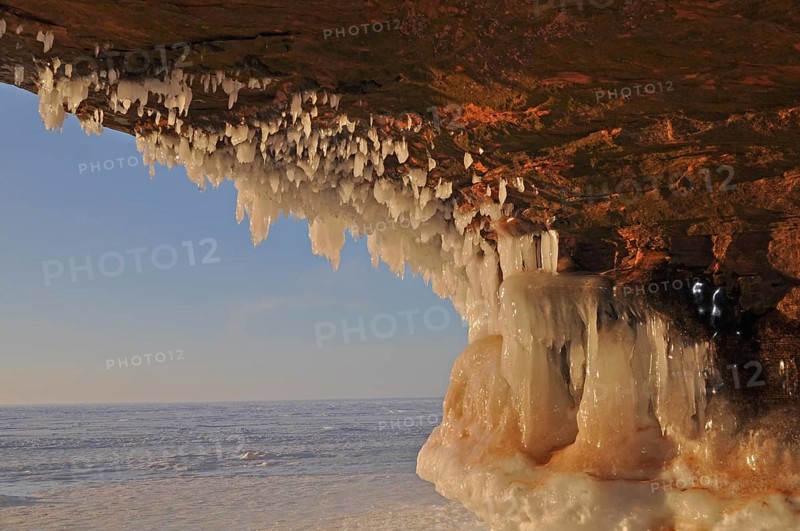 Icicles hanging from ceiling in a cave