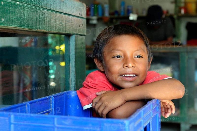 Kuna Indian boy in a Kuna Indian village