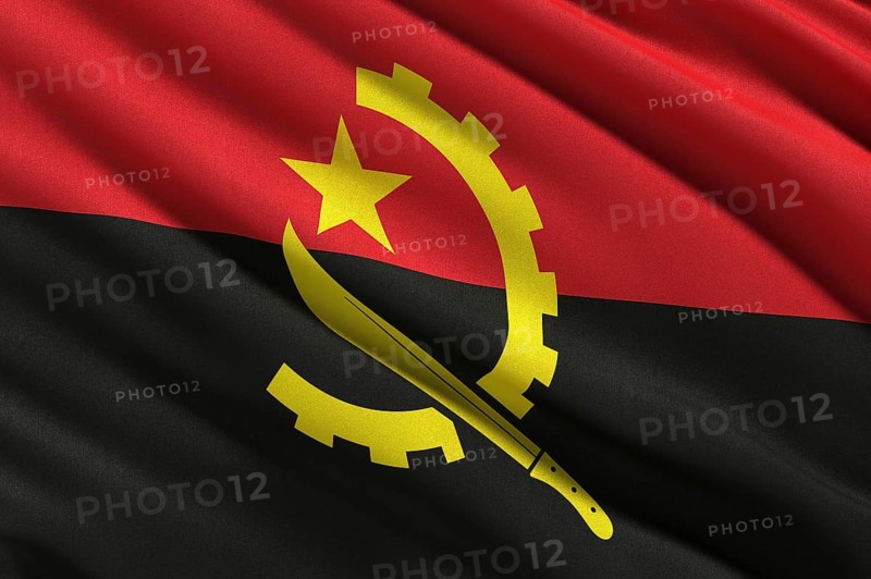 Flag of Angola waving in the wind
