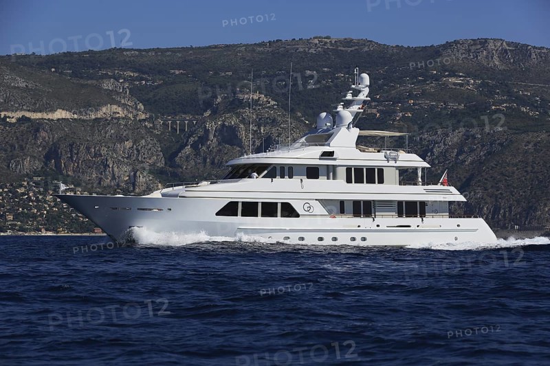 Feadship motor yacht GO crosses in front of Eze