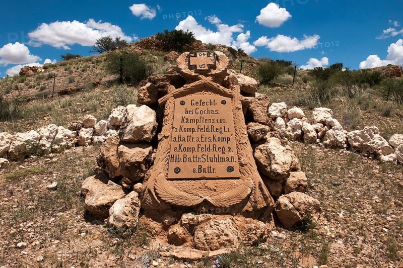Plaque commemorating combat action from the colonial period between the former German colonial force and freedom fighters in 1905