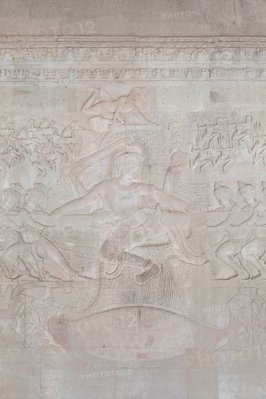 Vishnu in the centre of the bas-relief depicting The Churning of the Ocean of Milk