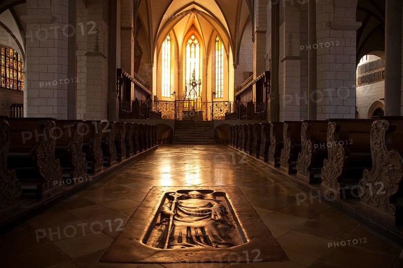 Tomb slab on the floor of the Cathedral of Our Lady