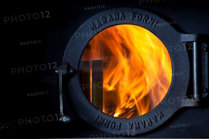 Flames in a pizza oven