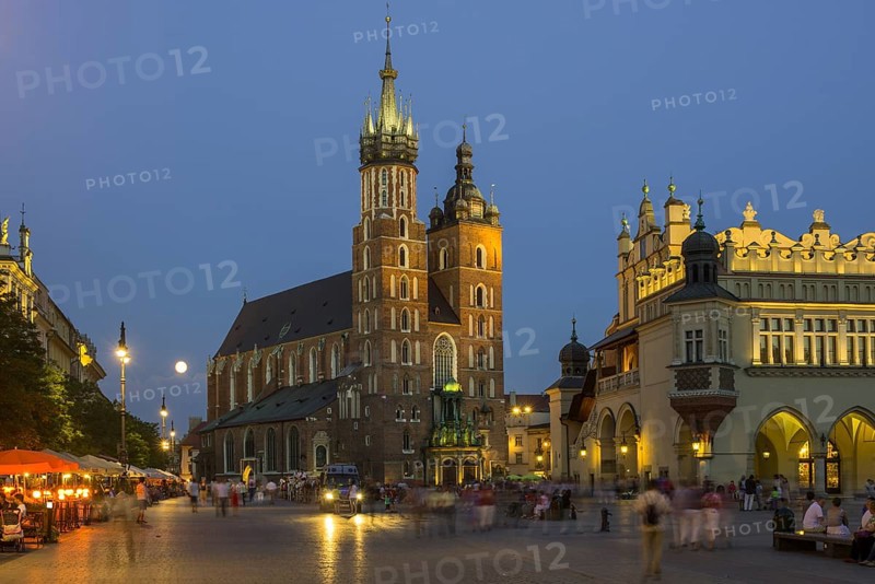 Gothic St. Mary's Church and Krakow Cloth Hall