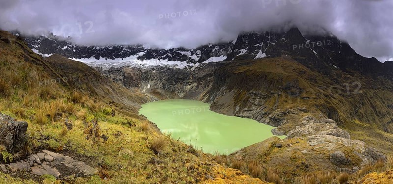 Laguna Amarilla or Laguna Collanes with the peaks of El Altar or Kapak Urku