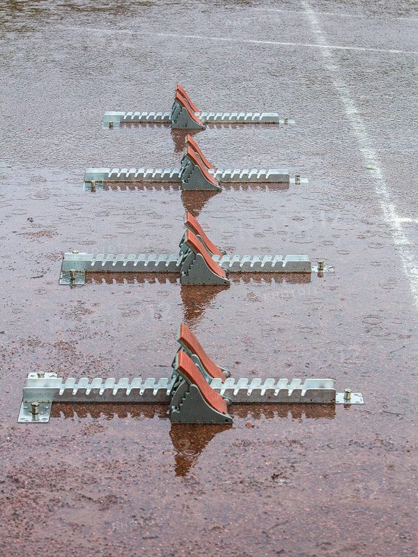 Sports field in the rain
