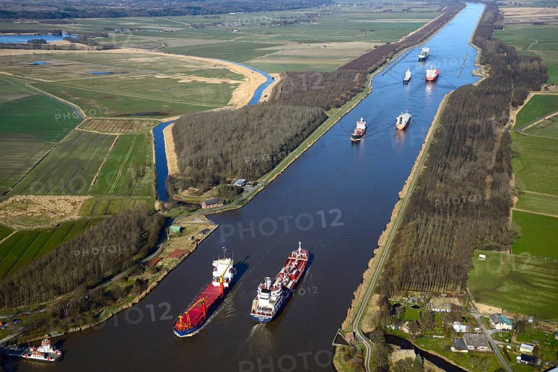 Ship traffic on the Kiel Canal or Nord-Ostsee-Kanal