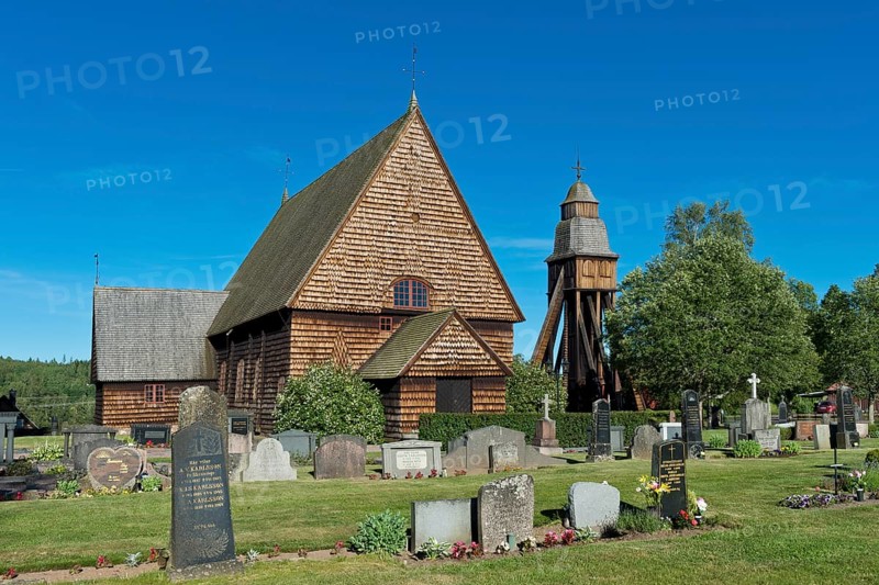 Old wooden church with a bell tower