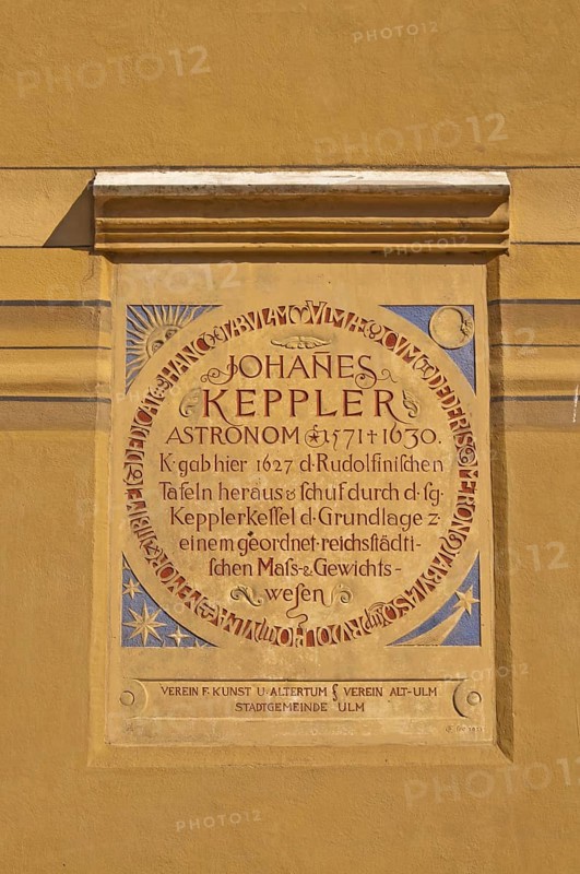 Plaque for the mathematician and astronomer Johannes Kepler on Ulm Town Hall