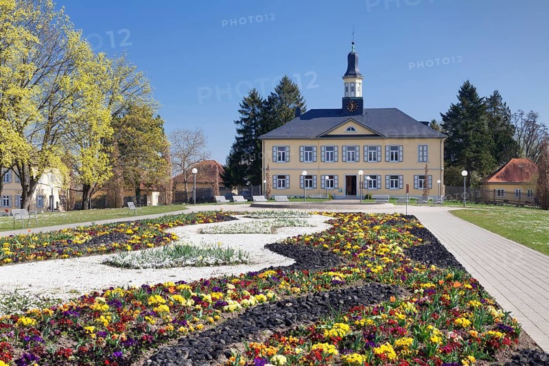 Spa gardens with the salt-works building