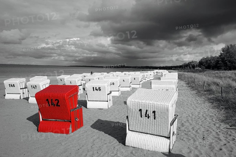 Beach with beach chairs