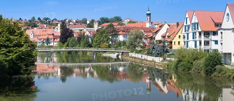 Historic town centre on the Neckar River with the Kalkweiler Gate and the former Carmelite monastery
