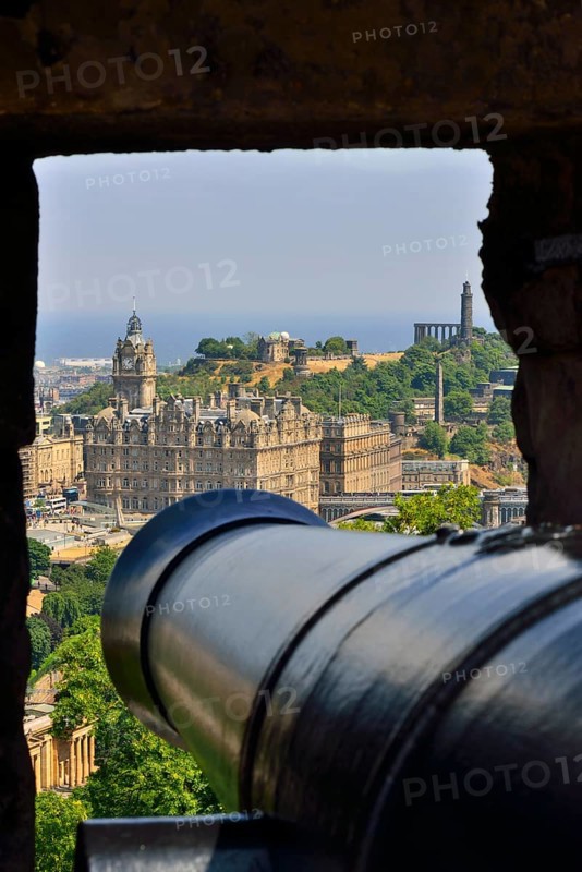 A cannon aimed at the Balmoral Hotel
