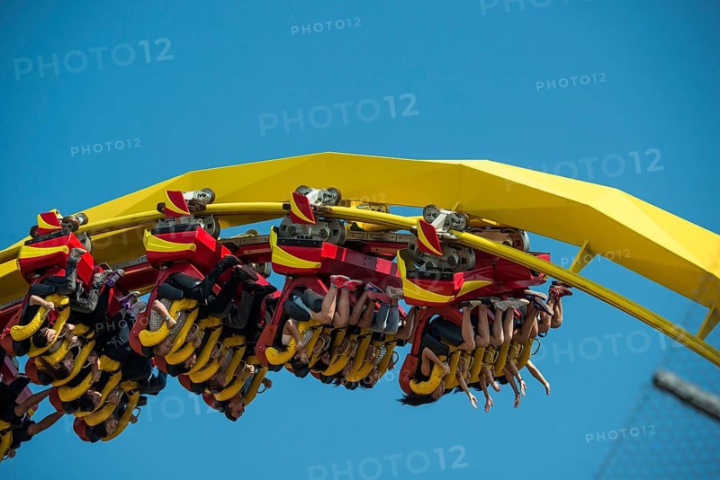 Roller coaster during a loop