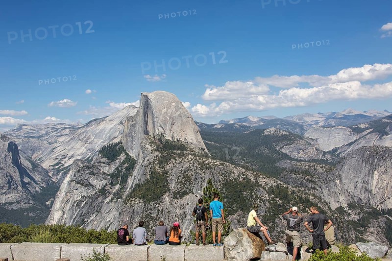 Visitors in front of the Half Dome