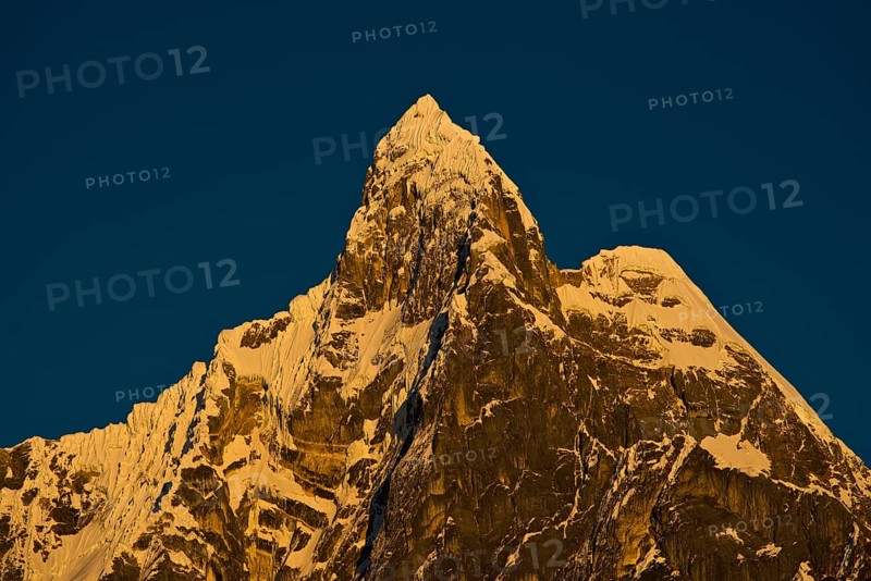 Snow-capped Mt Jirishanca Grande in the morning light