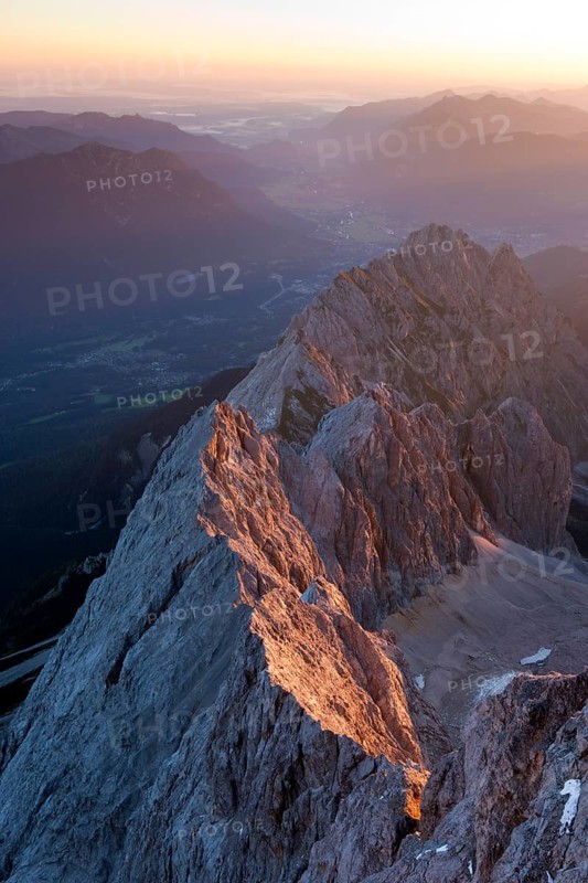 View from Mt Zugspitze of the Waxenstein Range and Hollental Valley