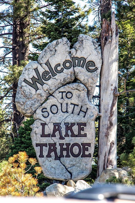 Welcome sign for South Lake Tahoe