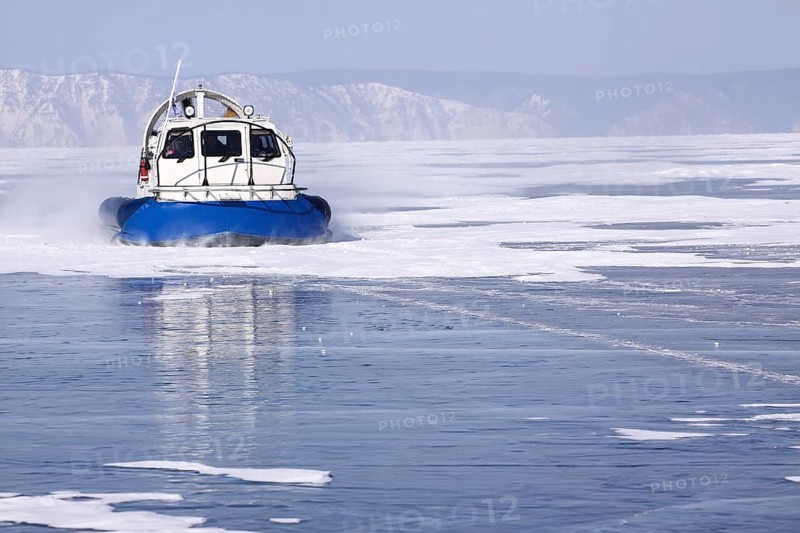 Hovercraft on the frozen Lake Baikal