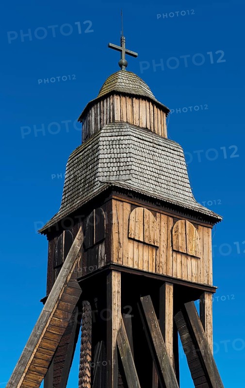 Bell tower of old wooden church of Djursdala