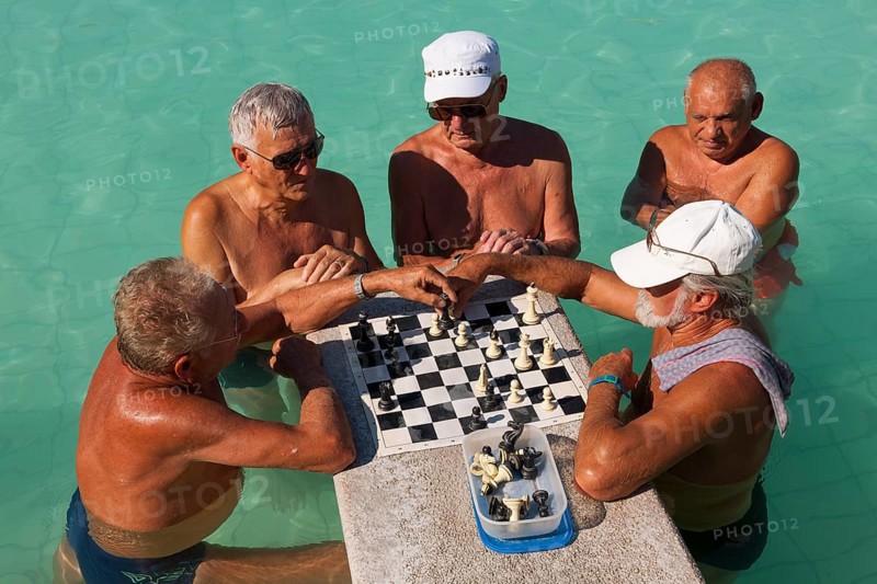 Chess players in the Szechenyi Thermal Bath
