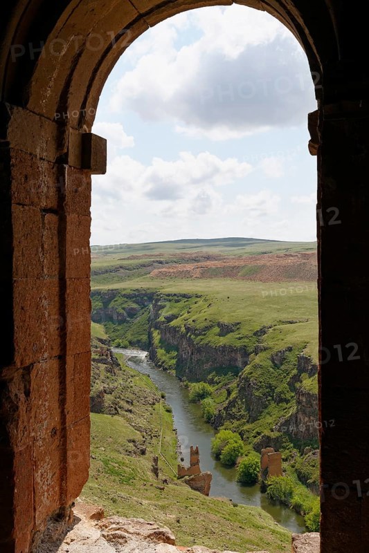 Historic bridge pillars on the Arpa River or Arpa Cayi