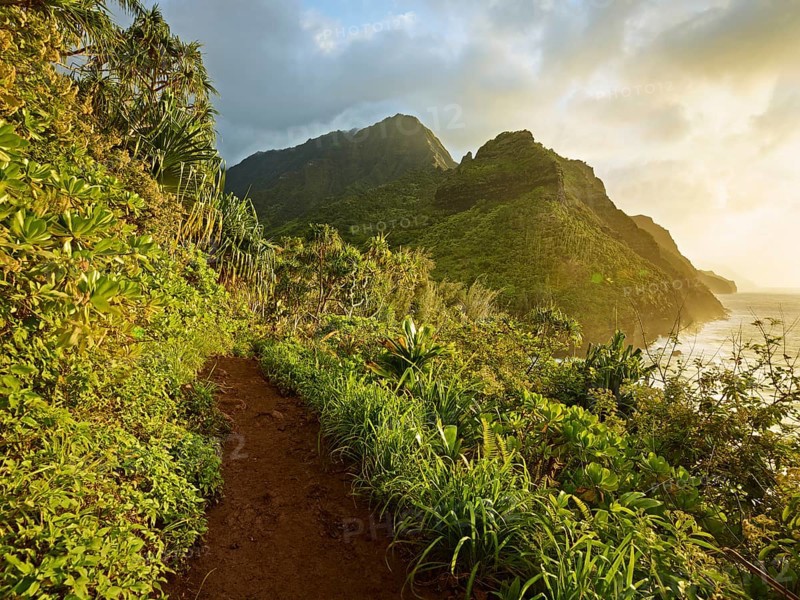 Hiking trail at Napali Coast