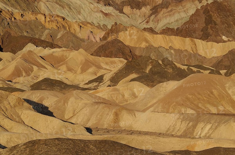 The badlands of the 'Twenty Mule Team Canyon' in the morning light