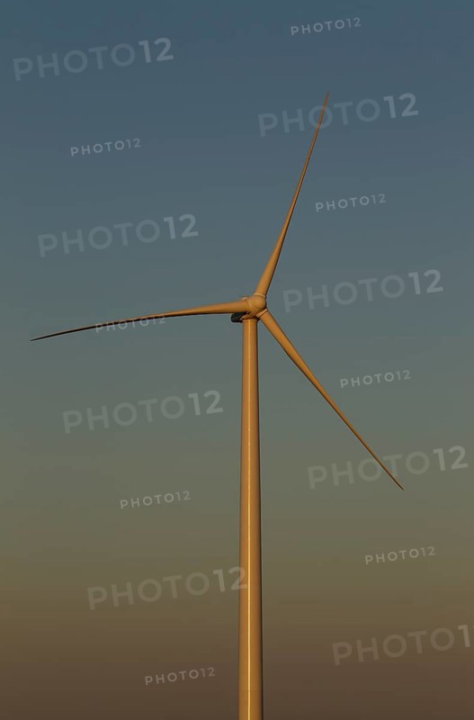 Windmill in the evening light on a wind farm near Sanlucar de Barrameda