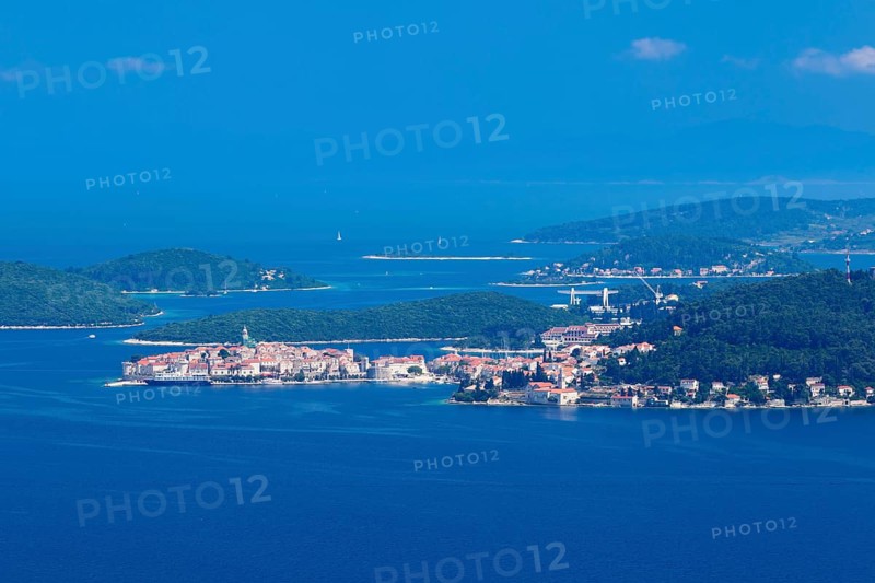 Island of Korcula with the town of Korcula
