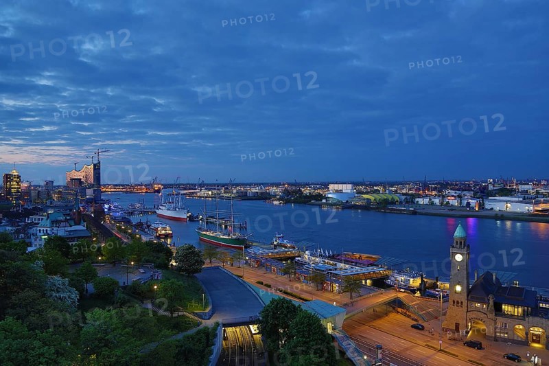 Elbe River with the St Pauli Landing Stages and the Elbe Philharmonic Hall