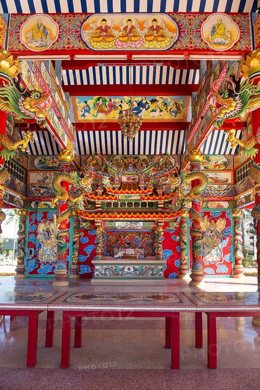 Ornate interior of the Chinese Chao Pu-Ya Shrine