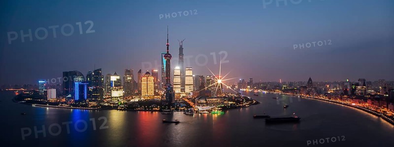 Skyline Financial District with Oriental Pearl Tower