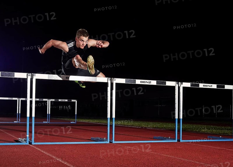 Hurdle racing athlete