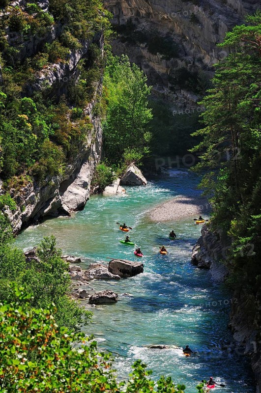 Canoeists in the Verdon Gorge
