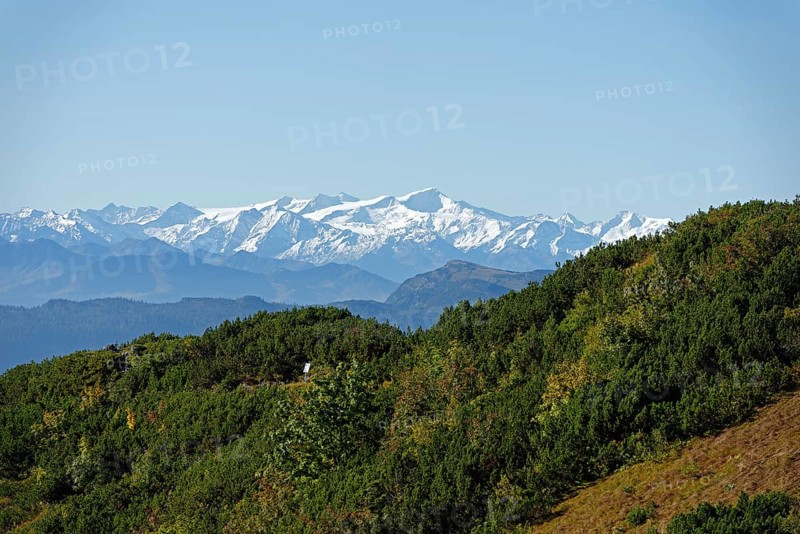 Mt Grossvenediger across Mt Fellhorn from Mt Hochfelln