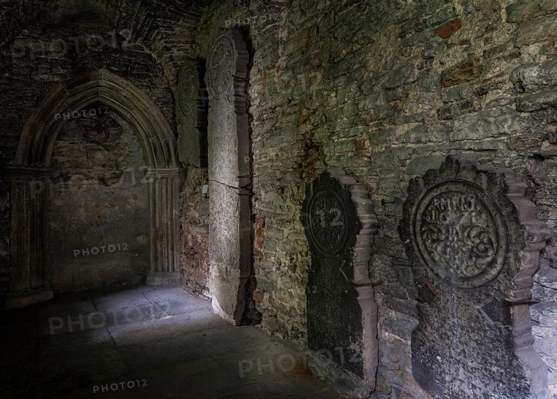 Dungeon of the former Dominican monastery with old grave stones