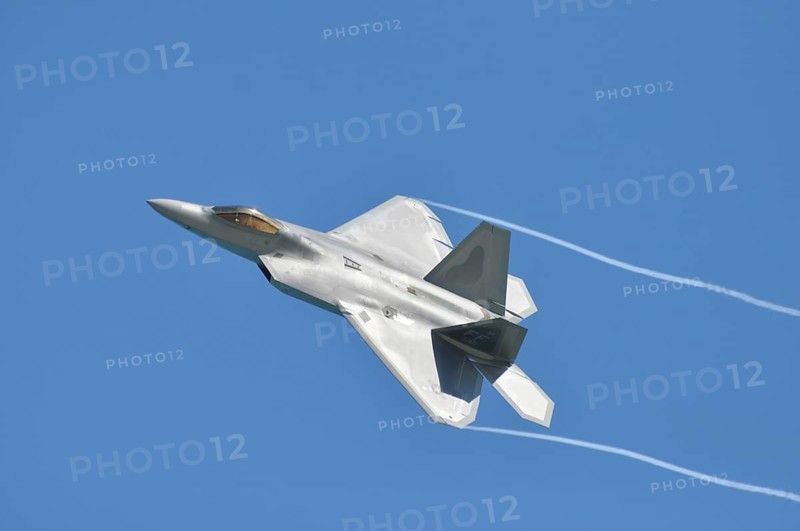 Lockheed Martin F-22 Raptor performs at an air show