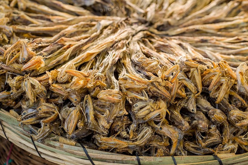 Dried fish for sale at the weekly market
