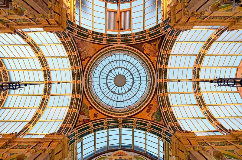 Glass rose window of the County Arcade