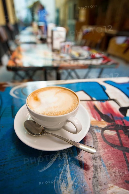 Cappuccino in a sidewalk cafe